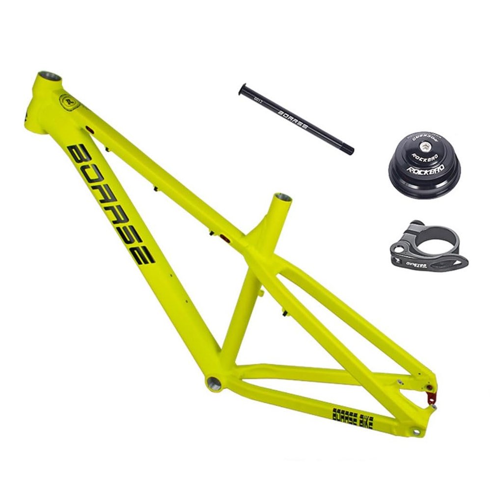 HIMALO 26er/27.5er Hardtail Mountain Bike Frame 17'' Disc Brake Bike Frame Thru Axle 12 * 142mm Aluminum Alloy Rigid Frame Internal Routing (Color : Yellow)