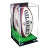 Better Display Cases Acrylic Rugby Ball Display Case Vertical with Mirror Case, Light Blue Risers, Wall Mount and Turf Base 8" x 8" x 12" (A060/B03) view 1