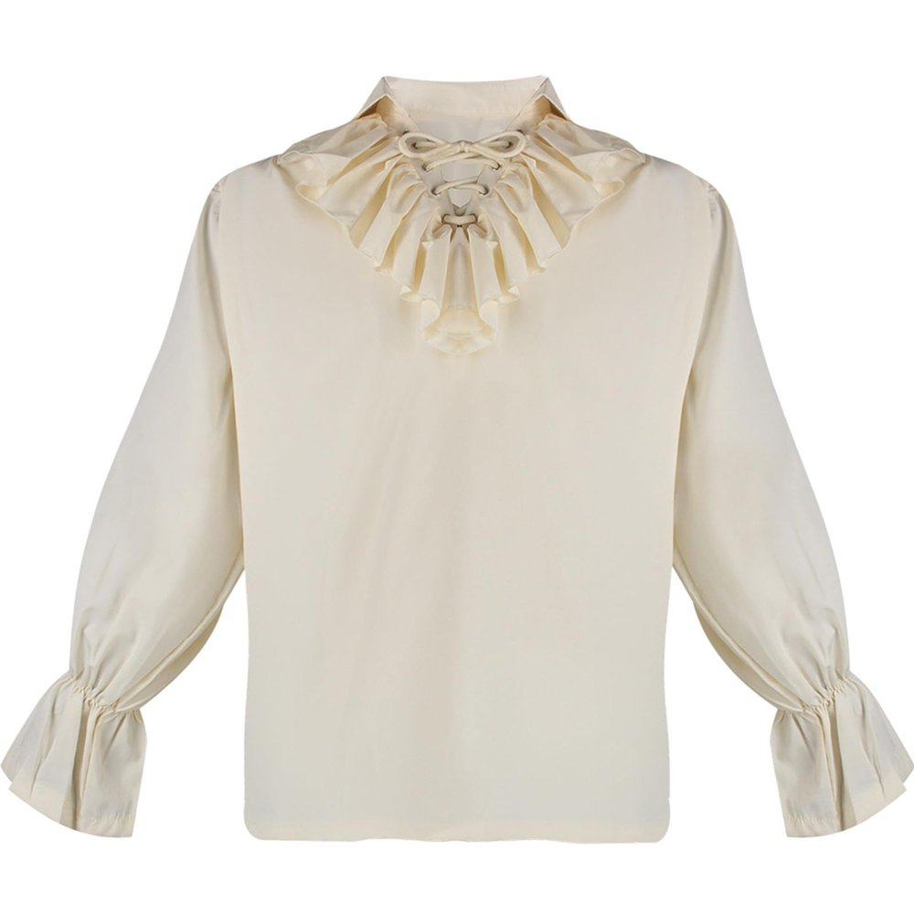 Ctreela Victorian Ruffled Blouse Mens Vintage Medieval Shirts Gothic Renaissance Long Sleeve Pullover Vampire Pirate Shirt