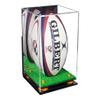 Better Display Cases Acrylic Rugby Ball Display Case Vertical with Mirror Case, Orange Risers, Wall Mount and Turf Base 8" x 8" x 12" (A060/B03) view 1