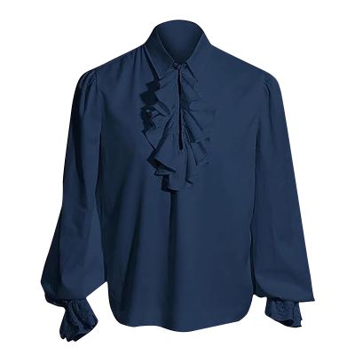 Victorian Shirts for Men Gothic Ruffle Dress Shirt Vintage Viking Cosplay Blouse Retro Renaissance Long Sleeve Tops