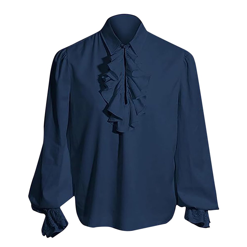 Victorian Shirts for Men Gothic Ruffle Dress Shirt Vintage Viking Cosplay Blouse Retro Renaissance Long Sleeve Tops