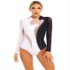 Linjinx Womens Adult Rhinestone Gymnastics Leotard Dance Bodysuit Acrobatics Figure Skating Jumpsuit White Small view 1
