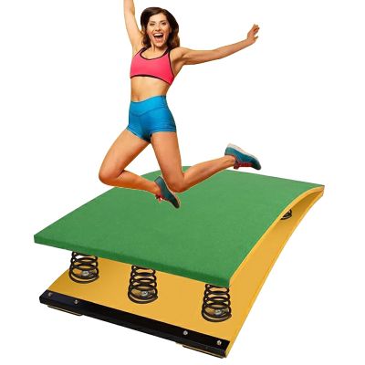 Junior Gymnastics Springboard, Pro Curved Spring Board for Adult, Teen, Child, Arts Springboard for Vaulting with 6 Thicked Steel Spring, Ideal for School or Home Use (Green 120x60cm)