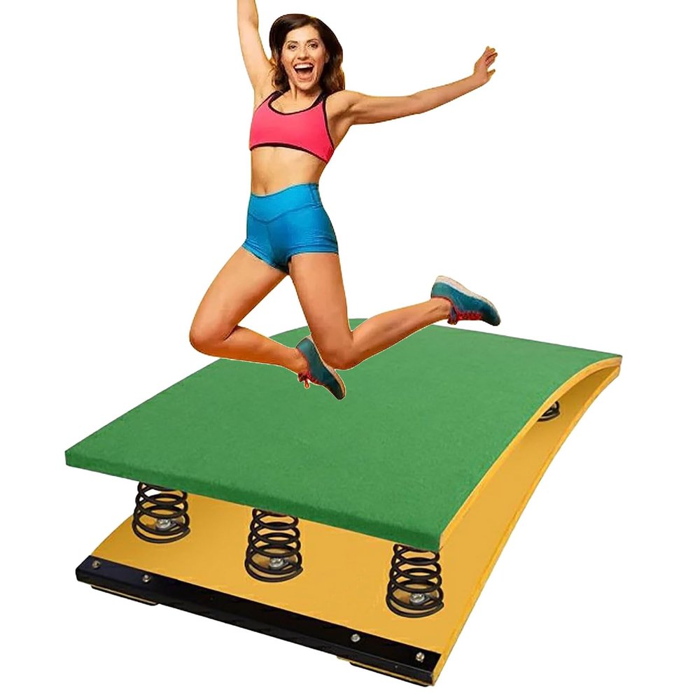 Junior Gymnastics Springboard, Pro Curved Spring Board for Adult, Teen, Child, Arts Springboard for Vaulting with 6 Thicked Steel Spring, Ideal for School or Home Use (Green 120x60cm)