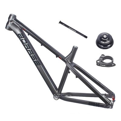 HIMALO 26er/27.5er Hardtail Mountain Bike Frame 17'' Disc Brake Bike Frame Thru Axle 12 * 142mm Aluminum Alloy Rigid Frame Internal Routing (Color : Titanium)