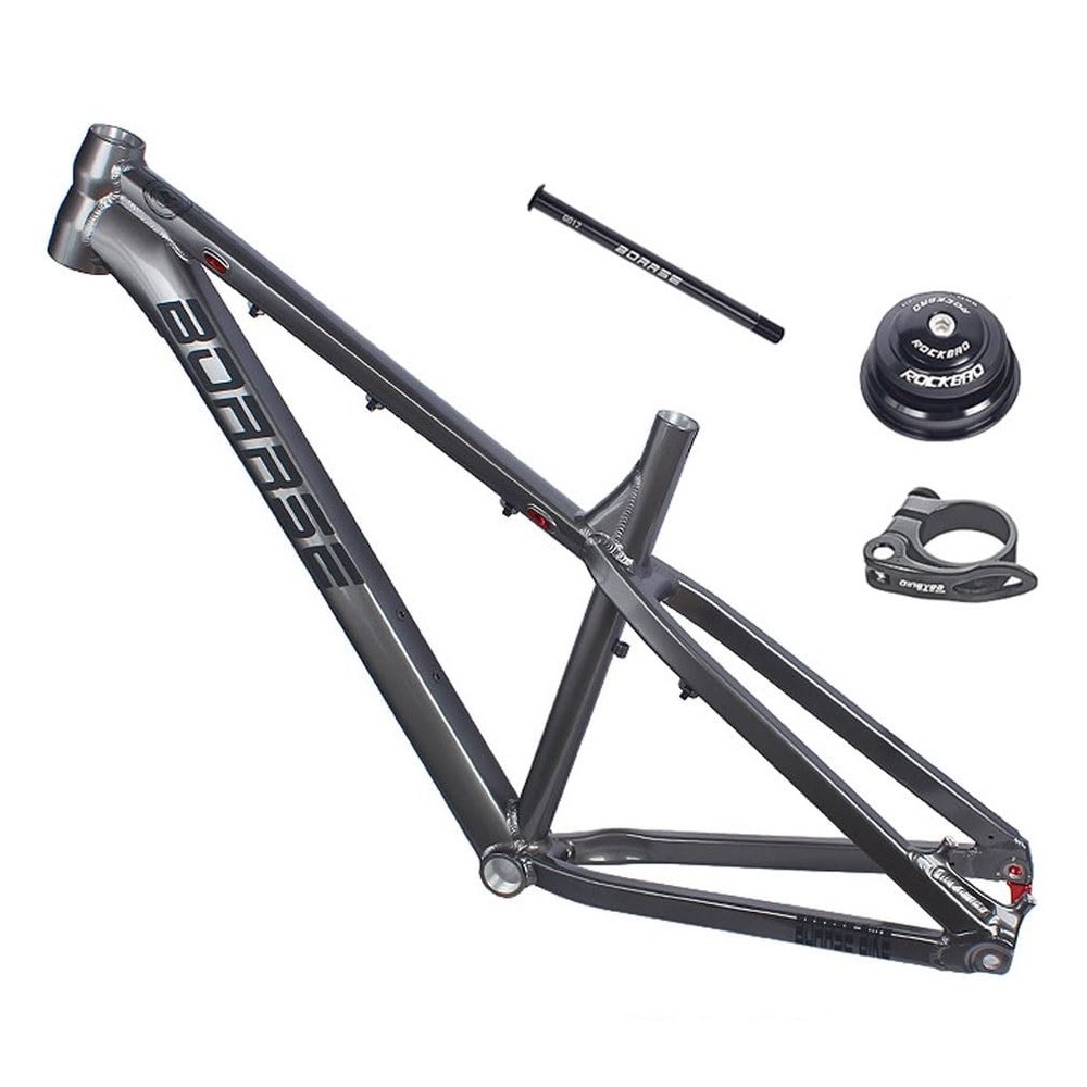 HIMALO 26er/27.5er Hardtail Mountain Bike Frame 17'' Disc Brake Bike Frame Thru Axle 12 * 142mm Aluminum Alloy Rigid Frame Internal Routing (Color : Titanium)
