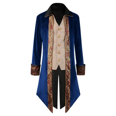 Ctreela Mens Steampunk Vintage Tailcoat Gothic Long Sleeve Jacket Victorian Medieval Halloween Costume Tuxedo Lapel Coat