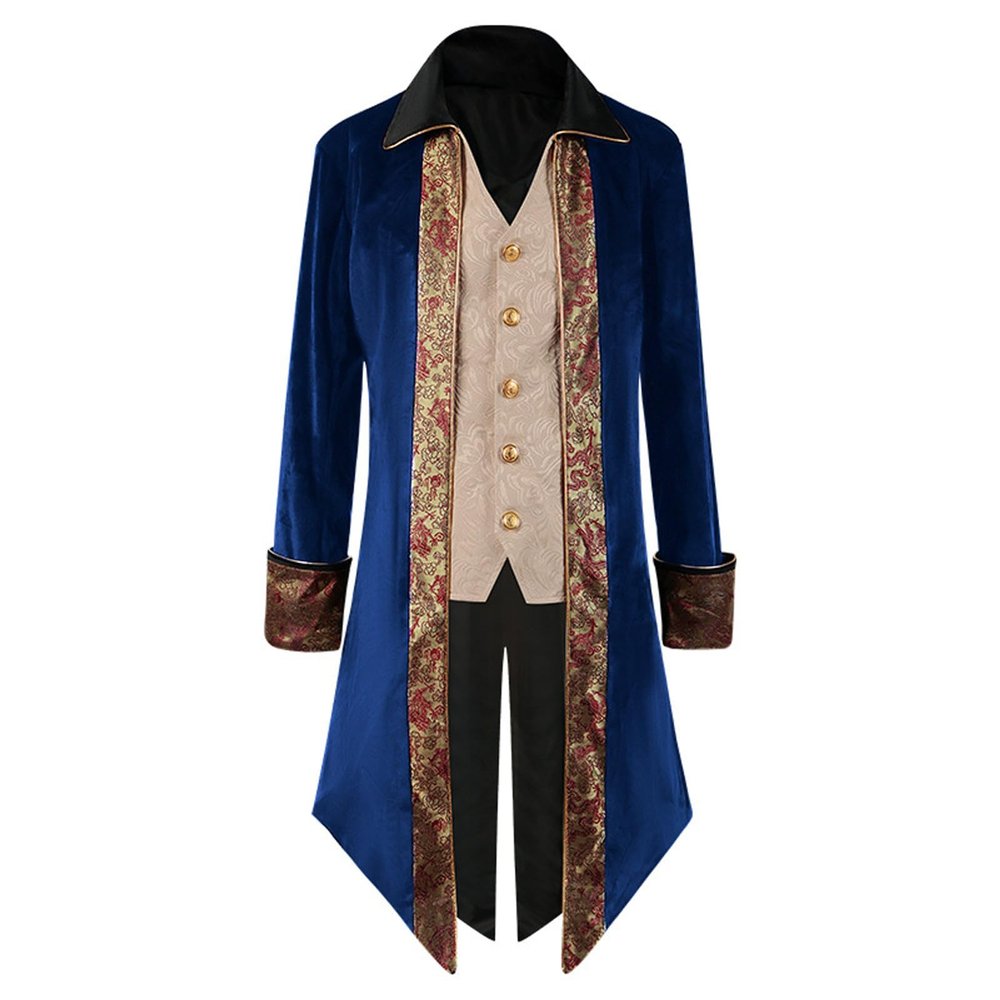Ctreela Mens Steampunk Vintage Tailcoat Gothic Long Sleeve Jacket Victorian Medieval Halloween Costume Tuxedo Lapel Coat