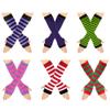 6 Pairs Long Fingerless Gloves for Women, Striped Fingerless Elbow Length Knitted Gloves for Women Girls view 1