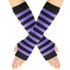 6 Pairs Long Fingerless Gloves for Women, Striped Fingerless Elbow Length Knitted Gloves for Women Girls view 3