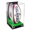 Better Display Cases Acrylic Rugby Ball Display Case Vertical with Mirror Case, Pink Risers, Wall Mount and Turf Base 8" x 8" x 12" (A060/B03) view 1