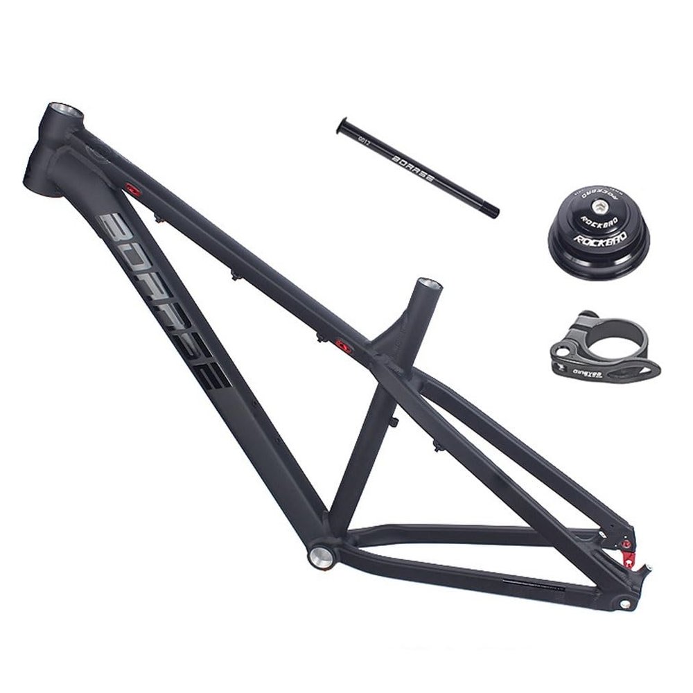 HIMALO 26er/27.5er Hardtail Mountain Bike Frame 17'' Disc Brake Bike Frame Thru Axle 12 * 142mm Aluminum Alloy Rigid Frame Internal Routing (Color : Black)