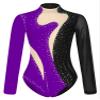 Linjinx Womens Adult Rhinestone Gymnastics Leotard Dance Bodysuit Acrobatics Figure Skating Jumpsuit BlackPurple Large view 3