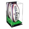 Better Display Cases Acrylic Rugby Ball Display Case Vertical with Mirror Case, Green Risers, Wall Mount and Turf Base 8" x 8" x 12" (A060/B03) view 1