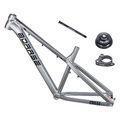 HIMALO 26er/27.5er Hardtail Mountain Bike Frame 17'' Disc Brake Bike Frame Thru Axle 12 * 142mm Aluminum Alloy Rigid Frame Internal Routing (Color : Silver)