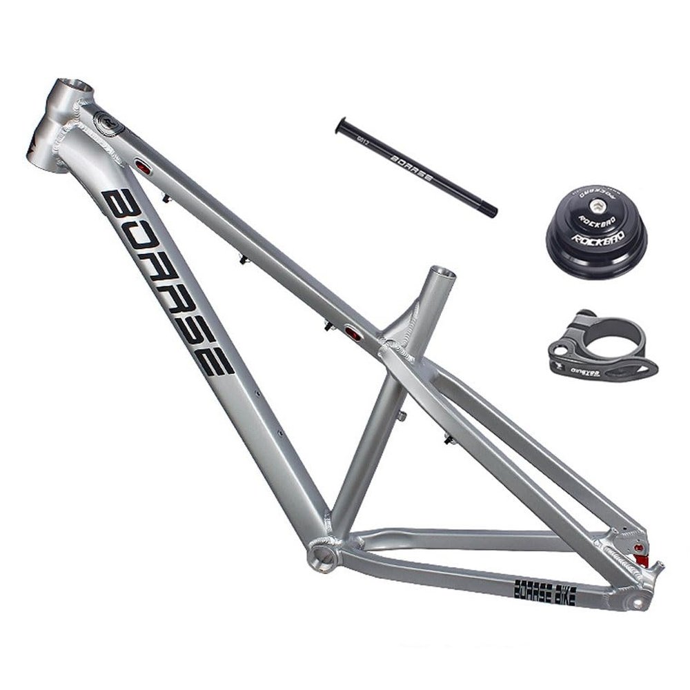HIMALO 26er/27.5er Hardtail Mountain Bike Frame 17'' Disc Brake Bike Frame Thru Axle 12 * 142mm Aluminum Alloy Rigid Frame Internal Routing (Color : Silver)