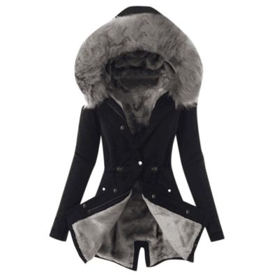 ZYXTIM Women's Plus Size Winter Coat Long Sleeve Faux Fur Lined Thicken Warm Fleece Lined Parka Jacket with Fur Hood Oversize Dark Gray