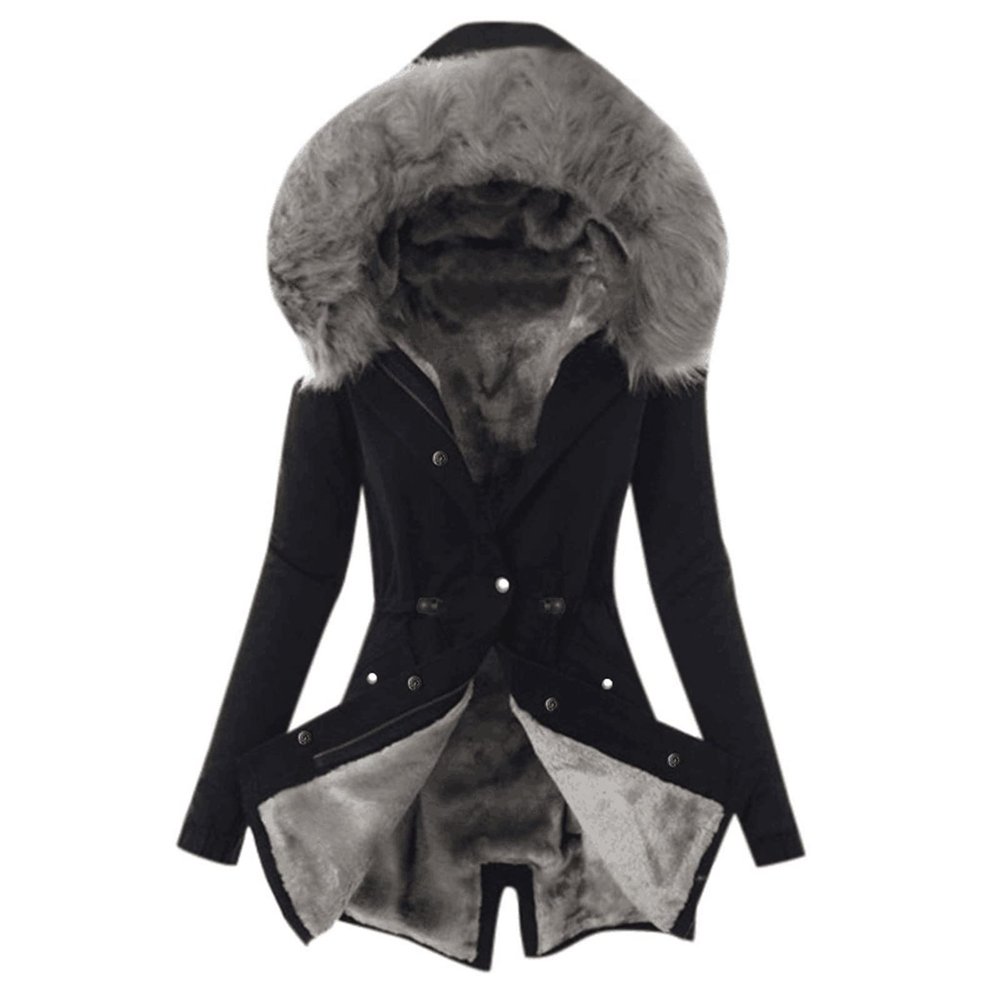 ZYXTIM Women's Plus Size Winter Coat Long Sleeve Faux Fur Lined Thicken Warm Fleece Lined Parka Jacket with Fur Hood Oversize Dark Gray
