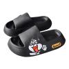 PILYON Shit feeling slippers men and women outdoor wear indoor home home advanced thick bottom anti-slip anti-odor couple cute sandals 42/43 Huskylogo-black view 1