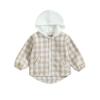 Douhoow Toddler Baby Plaid Jacket Baby Boy GIrl Flannel Hoodies Zip Up Hooded Fall Winter Outerwear Coat (Khaki, 18-24 Months) view 1