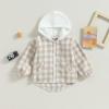 Douhoow Toddler Baby Plaid Jacket Baby Boy GIrl Flannel Hoodies Zip Up Hooded Fall Winter Outerwear Coat (Khaki, 18-24 Months) view 3