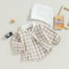 Douhoow Toddler Baby Plaid Jacket Baby Boy GIrl Flannel Hoodies Zip Up Hooded Fall Winter Outerwear Coat (Khaki, 18-24 Months) view 4