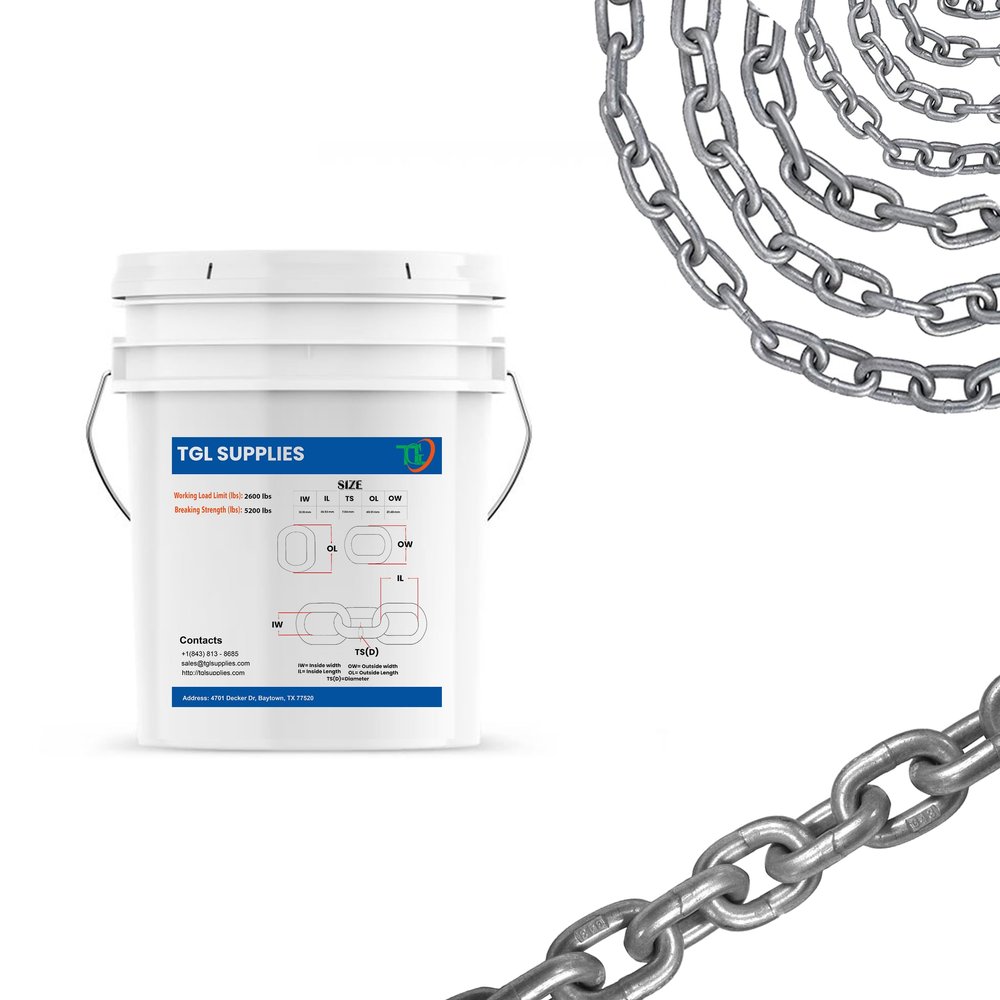 1/4 Chain G43 High Test for Boat Anchor, Alloy Steel with 2600 lb. Working Capacity and 5200 lb. Breaking Strength. (1/4" G43 (1.05 Inch x 0.52 Inch), 50 Feet)