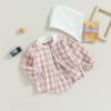 Douhoow Toddler Baby Plaid Jacket Baby Boy GIrl Flannel Hoodies Zip Up Hooded Fall Winter Outerwear Coat (Pink, 6-12 Months) view 4