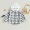 Douhoow Toddler Baby Plaid Jacket Baby Boy GIrl Flannel Hoodies Zip Up Hooded Fall Winter Outerwear Coat (Grey, 18-24 Months) view 3