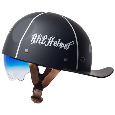 YMKJGZS Retro Half Helmet Baseball Cap Vintage Couple Low Brim Lightweight and Breathable Motorcycle - DOT Approved Motorcycle German Style Helmets for Scooter Moped Cruiser Chopper ATV (3,M)
