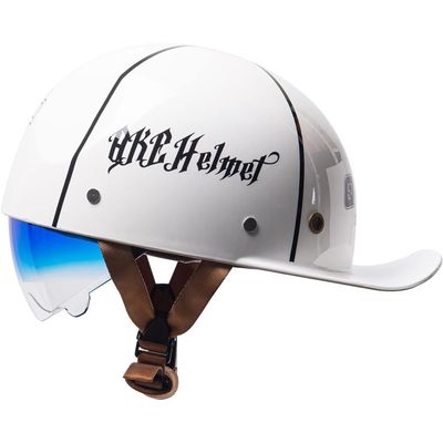 YMKJGZS Retro Half Helmet Baseball Cap Vintage Couple Low Brim Lightweight and Breathable Motorcycle - DOT Approved Motorcycle German Style Helmets for Scooter Moped Cruiser Chopper ATV (6,XL)