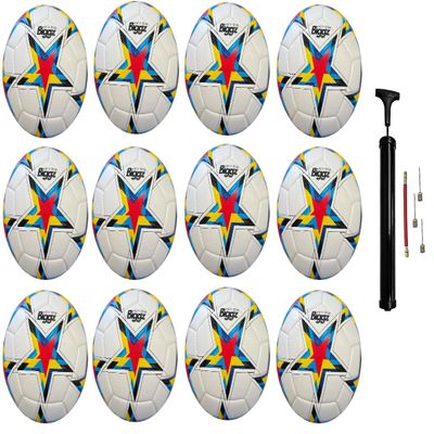 Biggz High Tech Mould Starz Soccer Ball Size 5 (12 Pack) with (1) Hand Pump