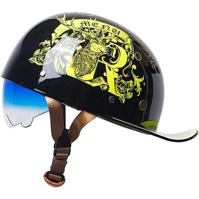 YMKJGZS Retro Half Helmet Baseball Cap Vintage Couple Low Brim Lightweight and Breathable Motorcycle - DOT Approved Motorcycle German Style Helmets for Scooter Moped Cruiser Chopper ATV (9,XL)