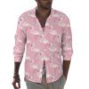 Pink Flamingos Men's Long Sleeve Shirt Button Down Work Shirt Casual Beach Shirt Tops XL view 1