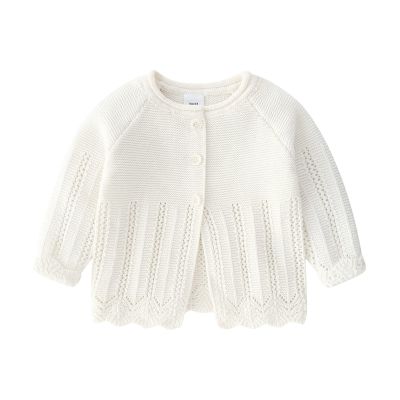 POLG Newborn Infant Baby Girls Boys Winter Warm Knit Jacket Cotton Long Sleeve Clothes Cardigan Toddler (White, 3-6 Months)