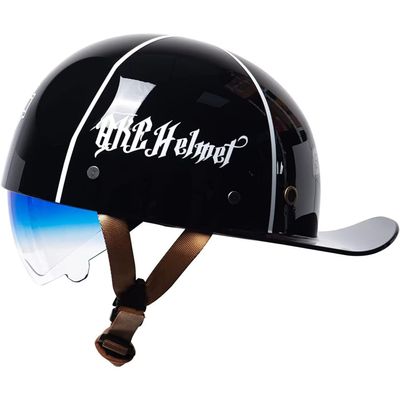 YMKJGZS Retro Half Helmet Baseball Cap Vintage Couple Low Brim Lightweight and Breathable Motorcycle - DOT Approved Motorcycle German Style Helmets for Scooter Moped Cruiser Chopper ATV (4,M)