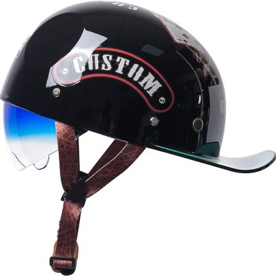 YMKJGZS Retro Half Helmet Baseball Cap Vintage Couple Low Brim Lightweight and Breathable Motorcycle - DOT Approved Motorcycle German Style Helmets for Scooter Moped Cruiser Chopper ATV (8,2XL)