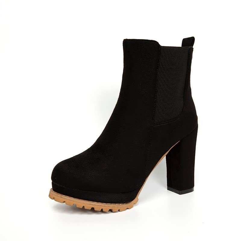 SACFOF Chunky Platform Ankle Boots for Women Fashion Comfortable Suede Ankle Booties Combat Round Toe Chelsea Dress Shoes