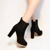 SACFOF Chunky Platform Ankle Boots for Women Fashion Comfortable Suede Ankle Booties Combat Round Toe Chelsea Dress Shoes view 2