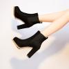 SACFOF Chunky Platform Ankle Boots for Women Fashion Comfortable Suede Ankle Booties Combat Round Toe Chelsea Dress Shoes view 3