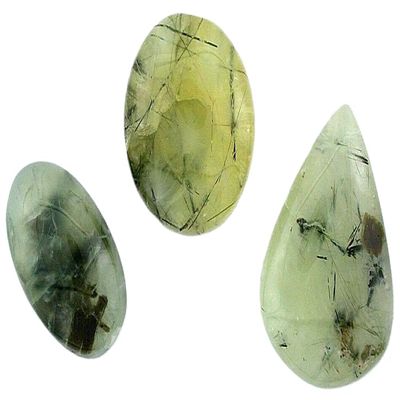 115 Carat Three Oval Pear Round Prehinite Actinolite Crystal Jade Cab EBS8487