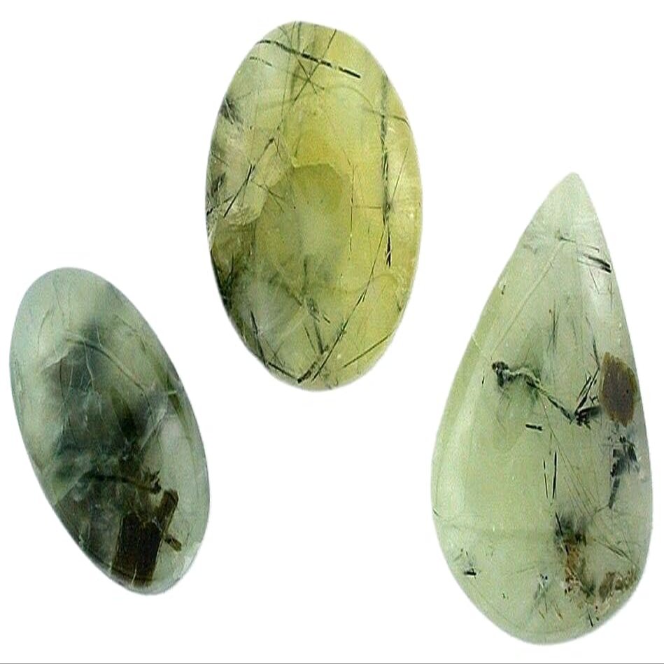 115 Carat Three Oval Pear Round Prehinite Actinolite Crystal Jade Cab EBS8487
