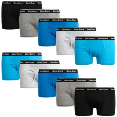 Quad Seven Boys' Underwear - 10 Pack 100% Cotton Boxer Briefs (2T-14), Size 2-3T, Black/Charcoa/lRoyal/Grey/Blue