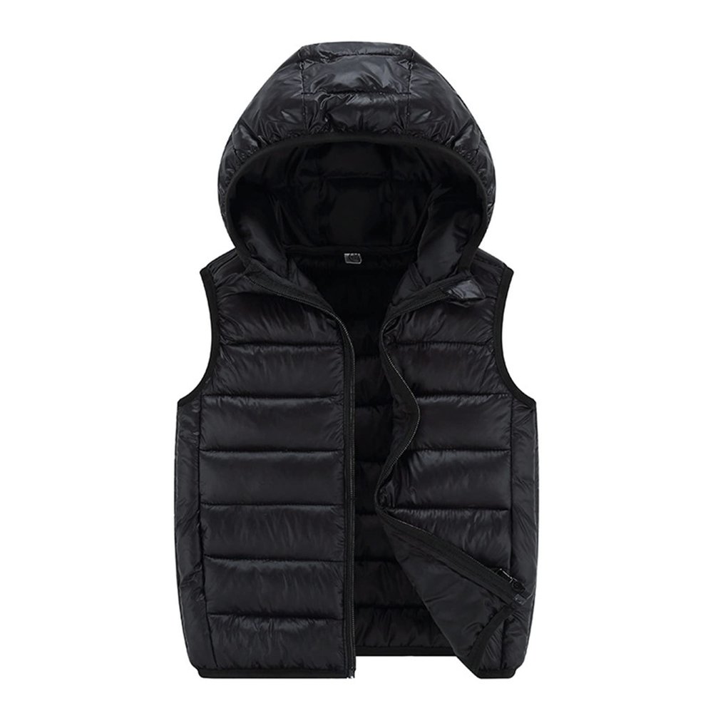 Ikevan Soft Clothes for Kids Child Toddler Baby Boys Girls Sleeveless Winter Solid Coats Hooded Jacket Vest (Black, 3-4 Years)