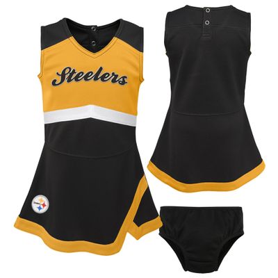 Outerstuff Girls Toddler Black Pittsburgh Steelers Cheer Captain Dress with Bloomers