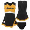 Outerstuff Girls Toddler Black Pittsburgh Steelers Cheer Captain Dress with Bloomers view 1