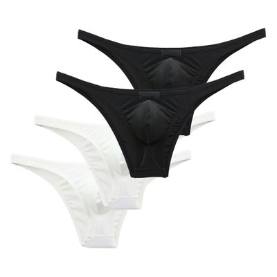 YUYUPREF Ice Silk Briefs Low Waist Sexy Men's Soft Underwear Youth Personality Underwear YY198 (Large, D97-4 Pack (Color C))