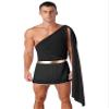 CHICTRY Men Ancient Rome Costume One Shoulder Harness Skirts Mr. Toga Outfits for Halloween Theme Party Black E 3X-Large view 1