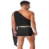 CHICTRY Men Ancient Rome Costume One Shoulder Harness Skirts Mr. Toga Outfits for Halloween Theme Party Black E 3X-Large view 2